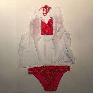 White Sheer Hollister Sleeveless Button-Up